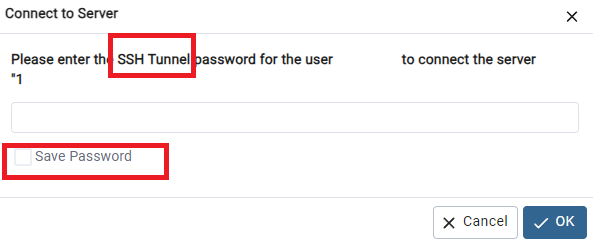 ssh터널 비밀번호 저장 비활성 상태